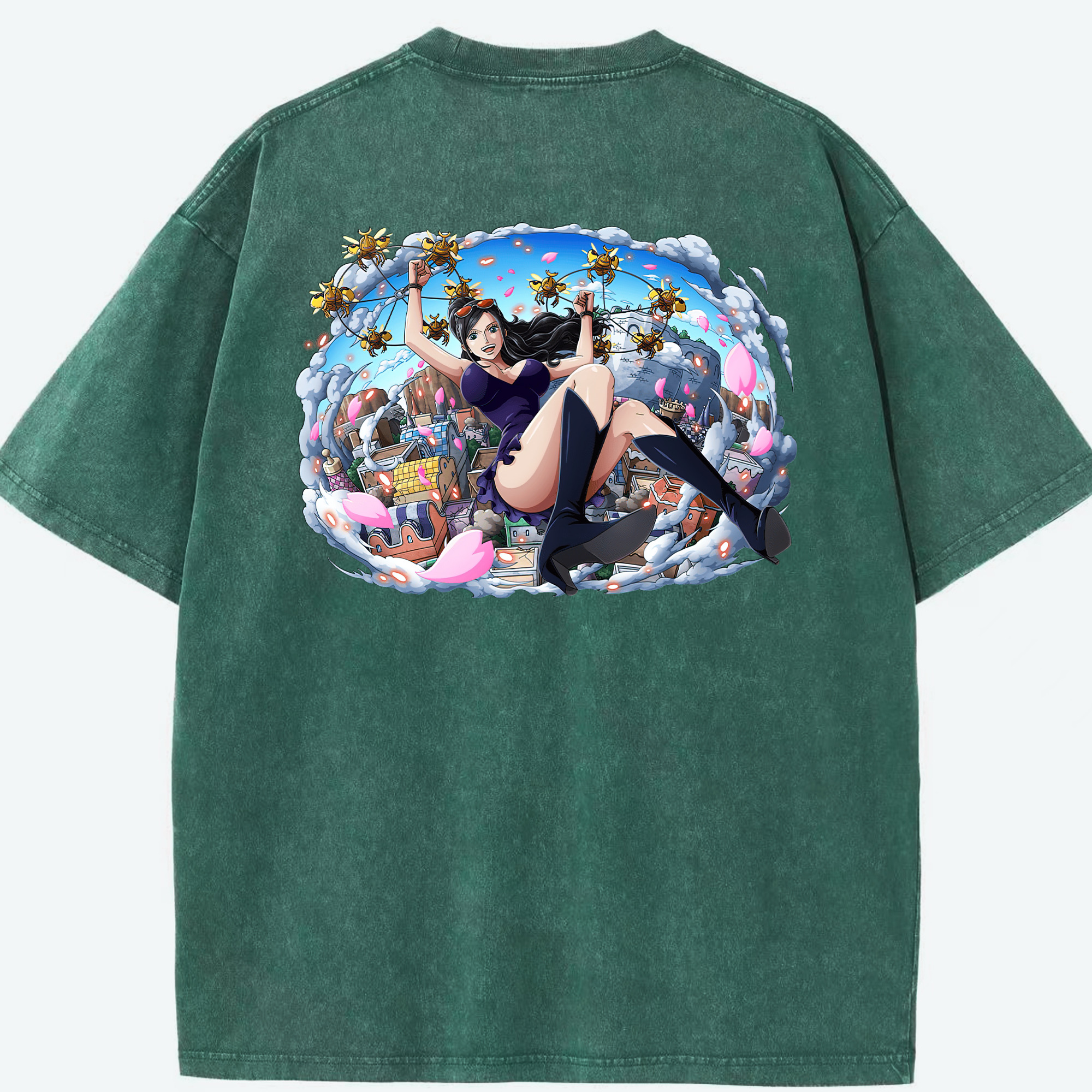 ワンピース ニコ・ロビン ONE PIECE Nico Robin 綿100% ヴィンテージ風 半袖Tシャツ（背面プリント）